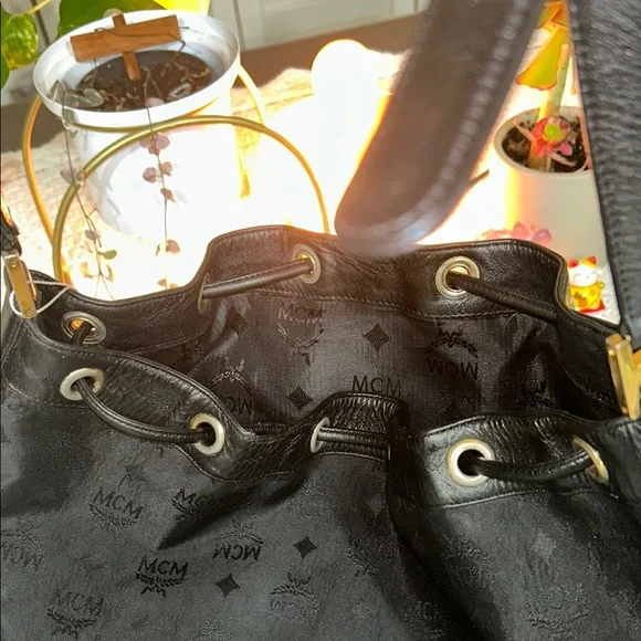 MCM Black Monogram Backpack with Leather Trim - Picture 13 of 17